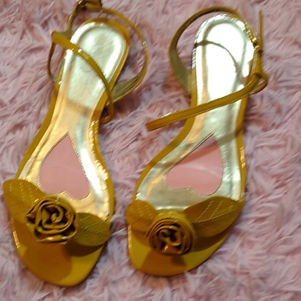 Paris Hilton yellow flat sandals rose - Picture 3 of 4